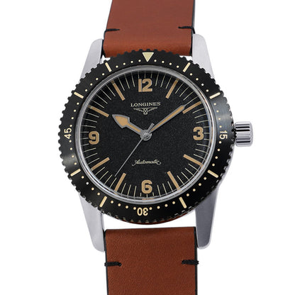 LONGINES heritage skin diver W42mm Stainless Steel Leather Black DialL2.822.4.56.2