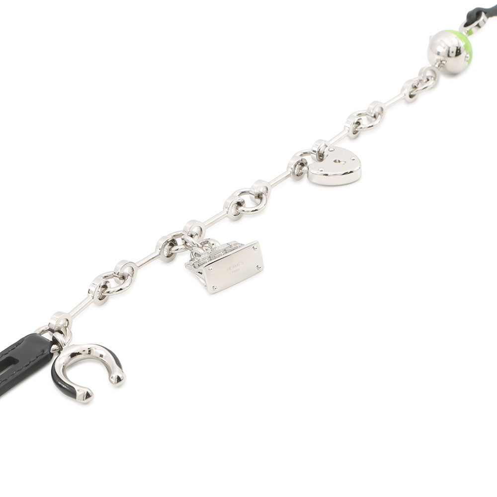 HERMES Bijoux de Bag Charm Black/Granit Metal Box Calf Leather