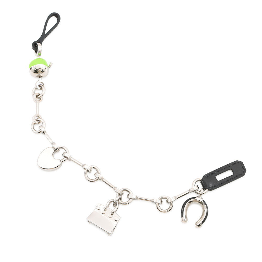 HERMES Bijoux de Bag Charm Black/Granit Metal Box Calf Leather