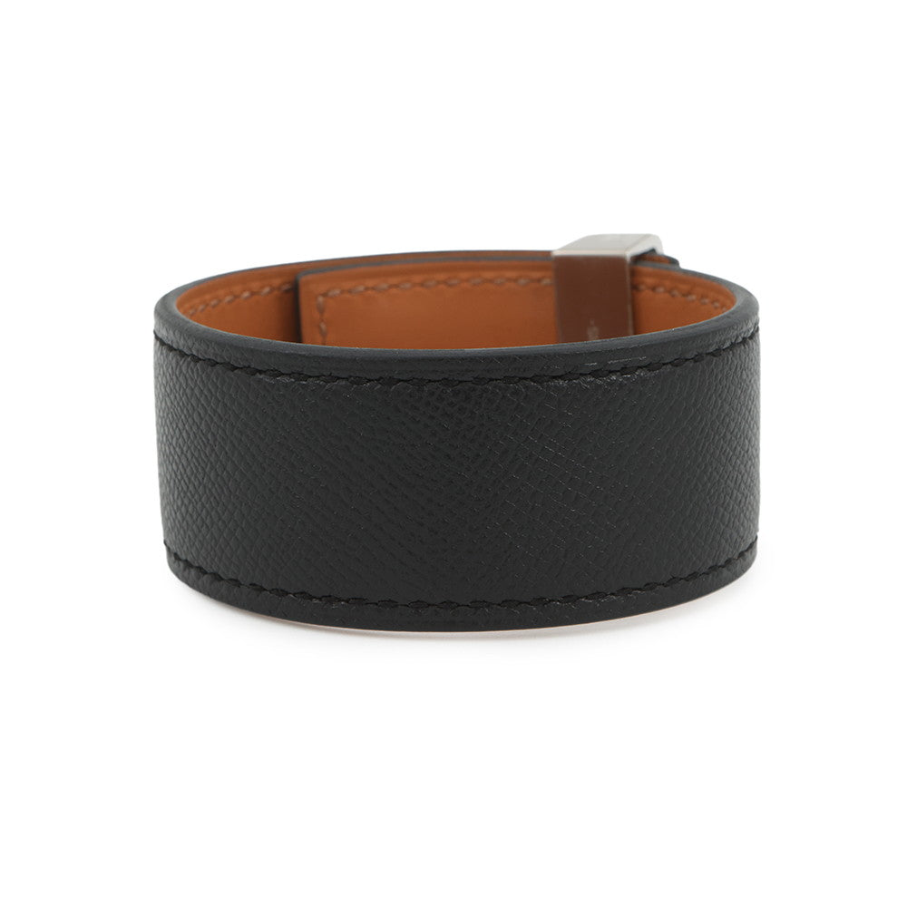 HERMES Collier de Chien Bangle 24 Size T1 Black Veau Madame