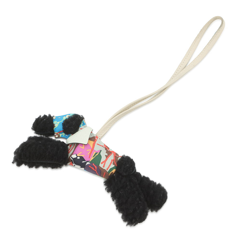 HERMES Buddy Aloha Bag Charm Black/Craie/Vert Fizz Lambskin Mouton