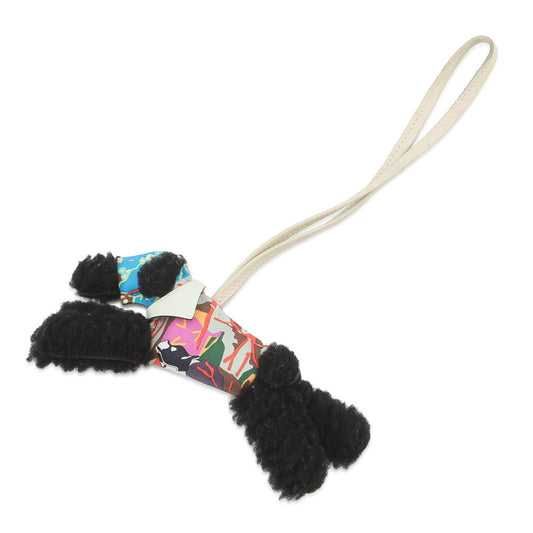HERMES Buddy Aloha Bag Charm Black/Craie/Vert Fizz Lambskin Mouton