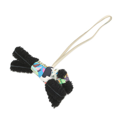 HERMES Buddy Aloha Bag Charm Black/Craie/Vert Fizz Lambskin Mouton
