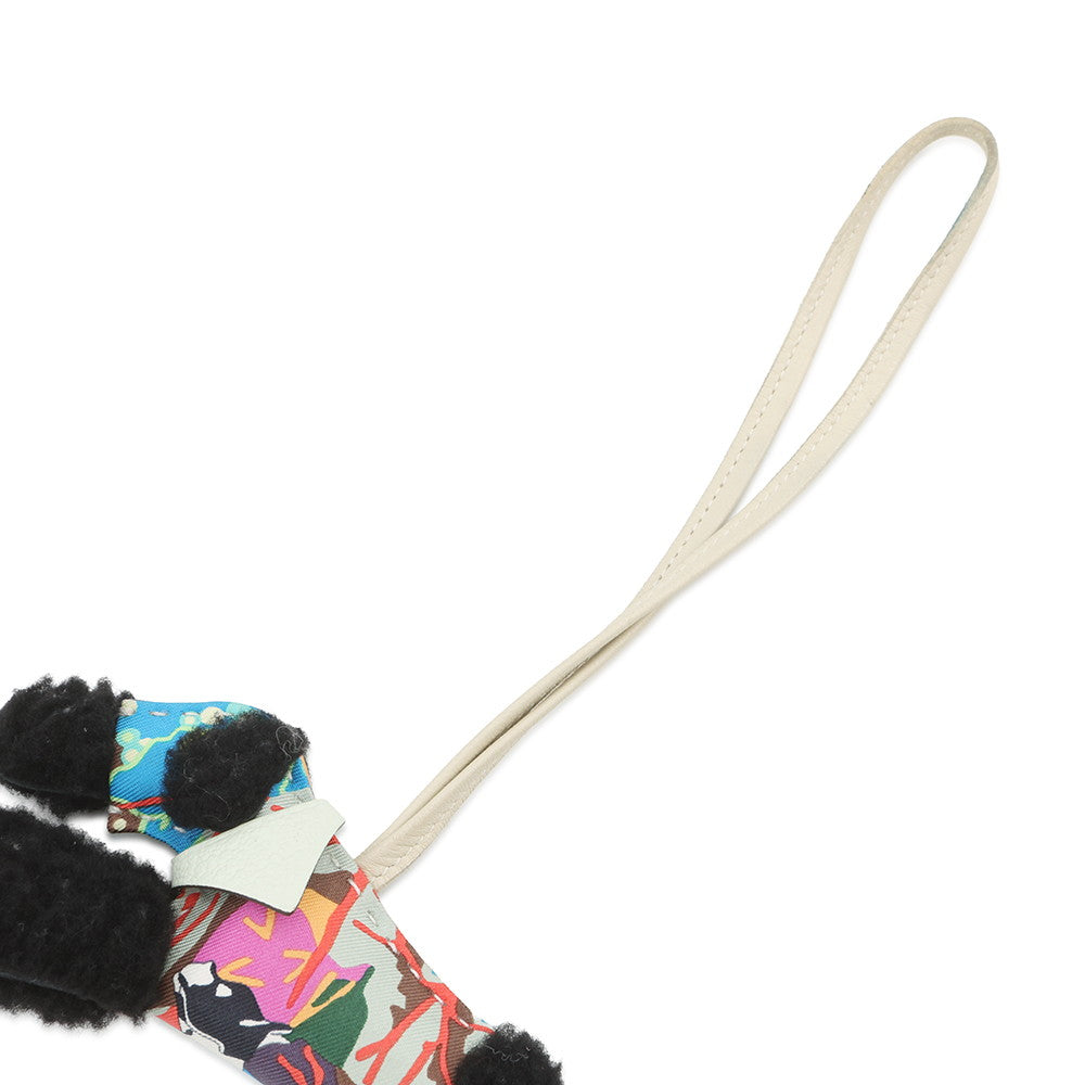 HERMES Buddy Aloha Bag Charm Black/Craie/Vert Fizz Lambskin Mouton