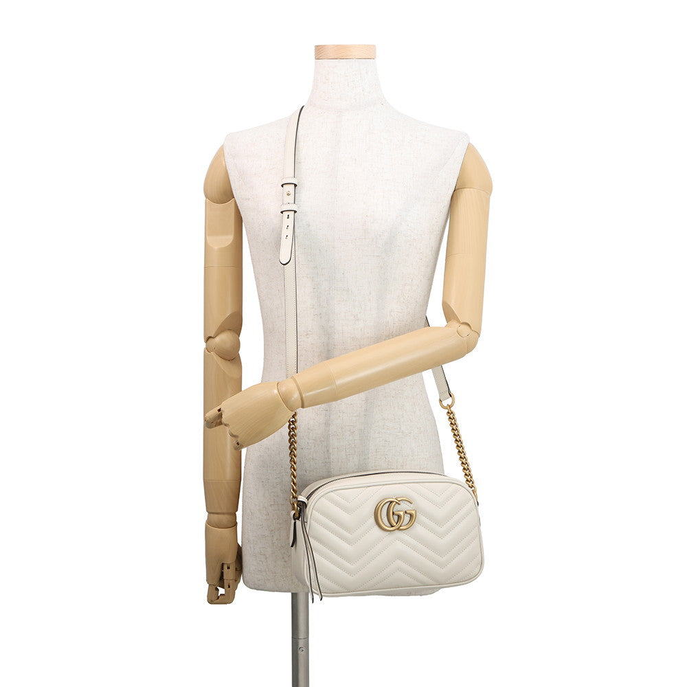 GUCCI GG Marmont ChainShoulder Bag Ivory447632 486628 Leather