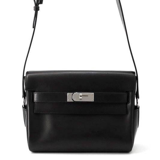 HERMES Kelly Messenger Black Evergrain Size PM