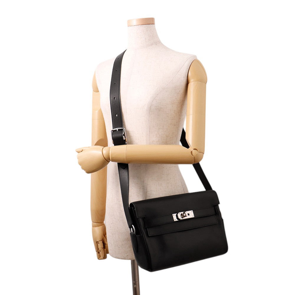 HERMES Kelly Messenger Black Evergrain Size PM
