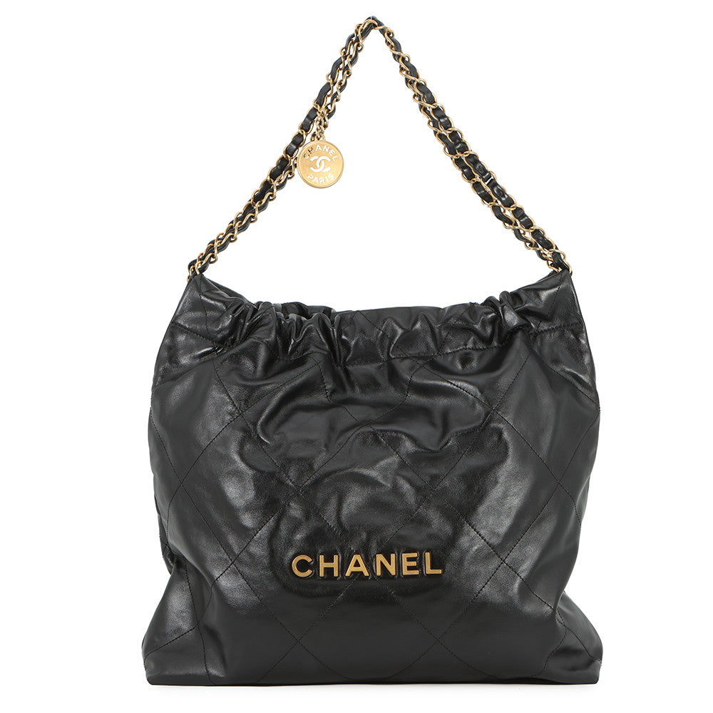 CHANEL Chanel22 Handbag BlackAS3261-B19059-94305 Shiny Calf Leather Size Medium