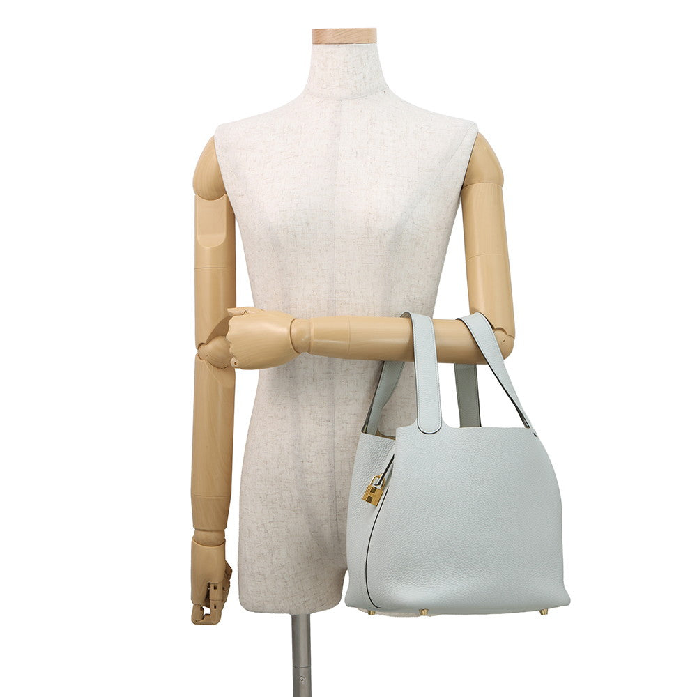 HERMES Picotin Lock Blue Pale Taurillon Clemence Size MM