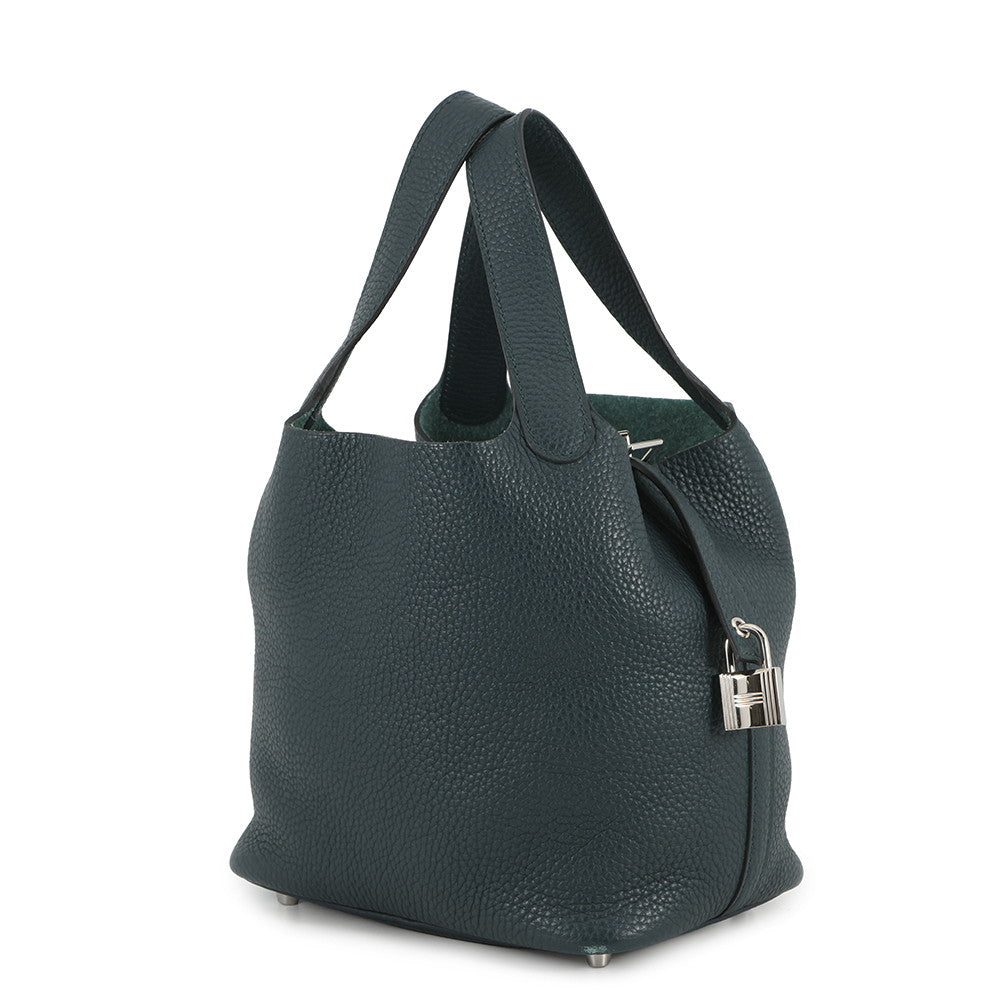 HERMES Picotin Lock VertBosphore Taurillon Clemence Size PM
