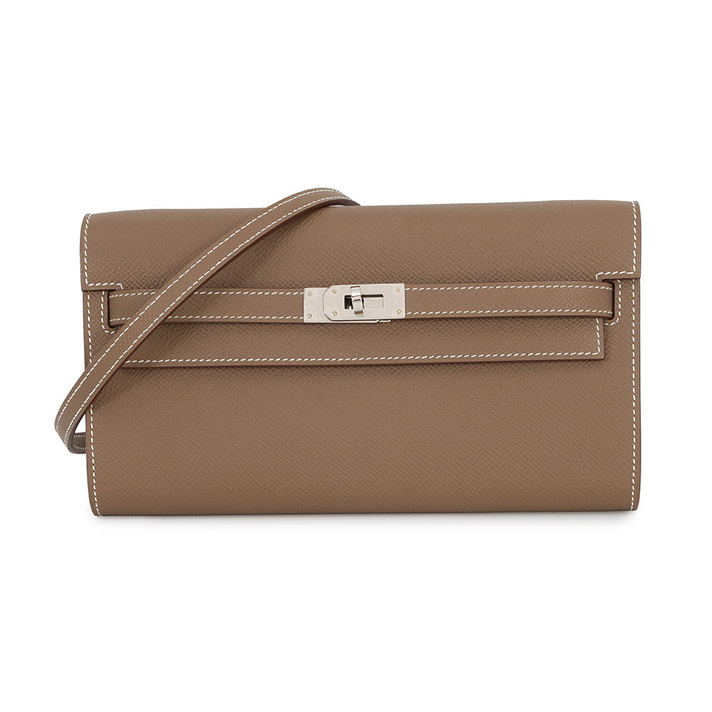 HERMES Kelly wallet long to go Etoupe Epsom