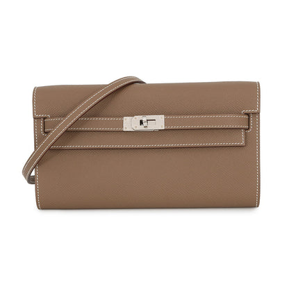 HERMES Kelly wallet long to go Etoupe Epsom
