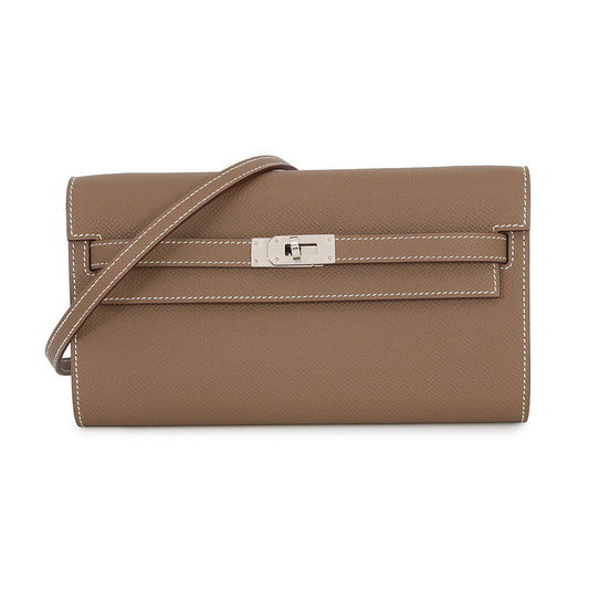 HERMES Kelly wallet long to go Etoupe Epsom