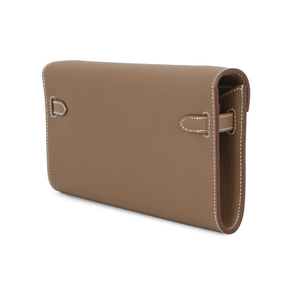 HERMES Kelly wallet long to go Etoupe Epsom