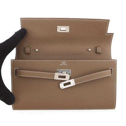 HERMES Kelly wallet long to go Etoupe Epsom