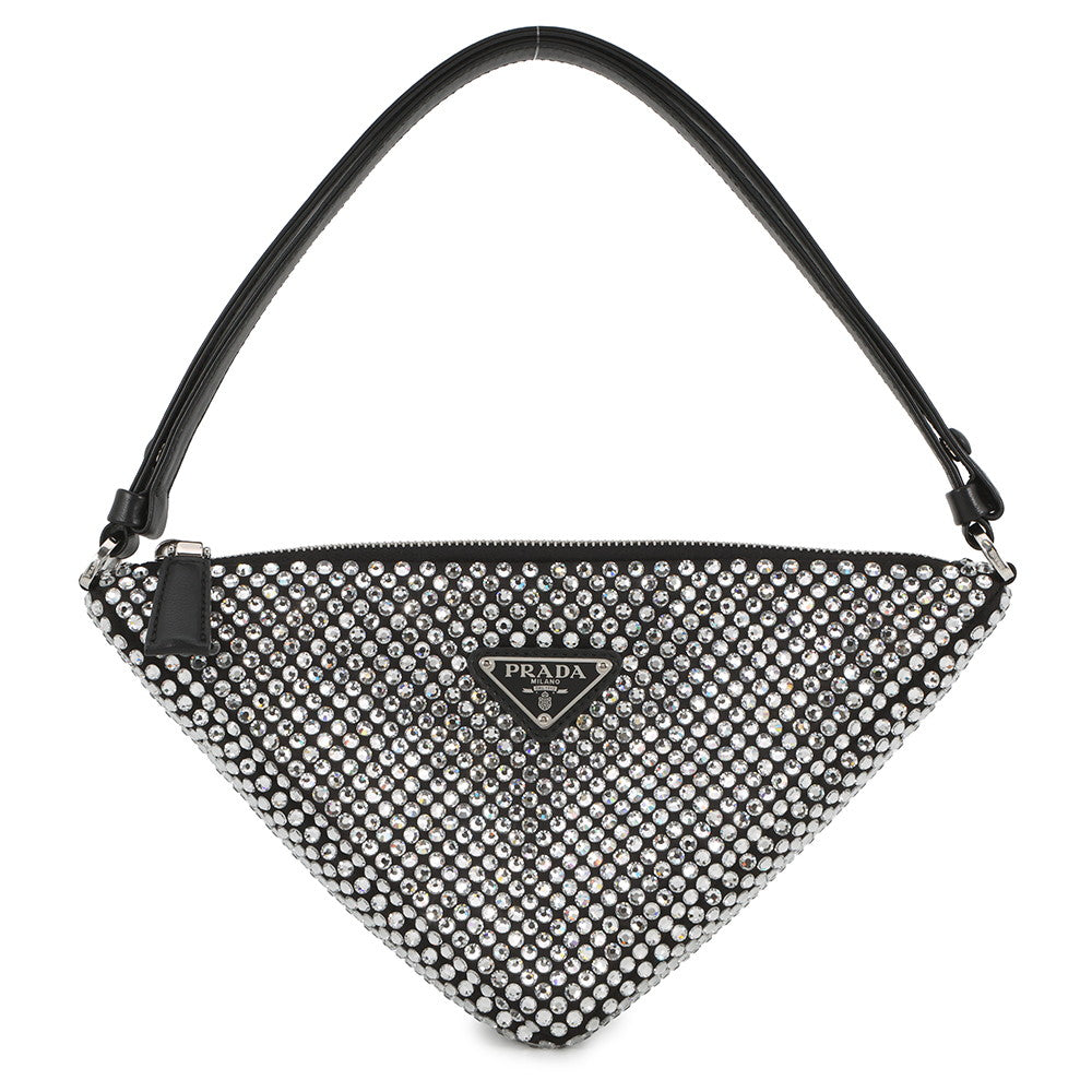 PRADA Triangle Pouch Black1NQ044_2AWL_F0T7O Satin CrystalBijoux