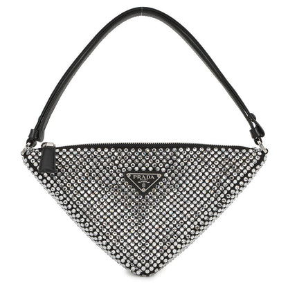 PRADA Triangle Pouch Black1NQ044_2AWL_F0T7O Satin CrystalBijoux