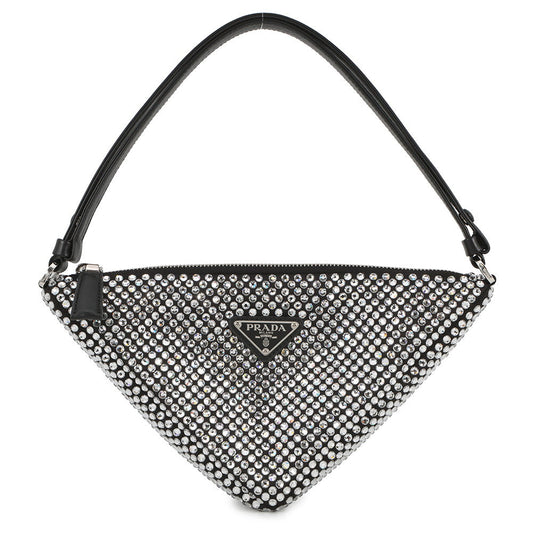 PRADA Triangle Pouch Black1NQ044_2AWL_F0T7O Satin CrystalBijoux