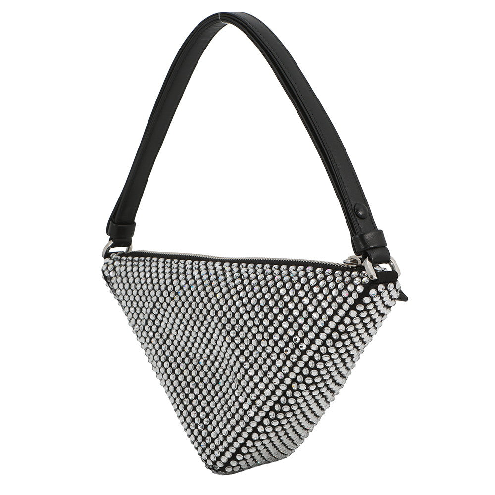 PRADA Triangle Pouch Black1NQ044_2AWL_F0T7O Satin CrystalBijoux