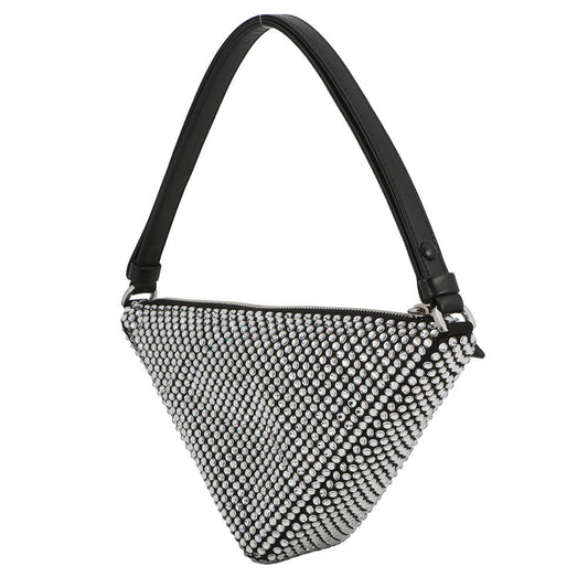 PRADA Triangle Pouch Black1NQ044_2AWL_F0T7O Satin CrystalBijoux