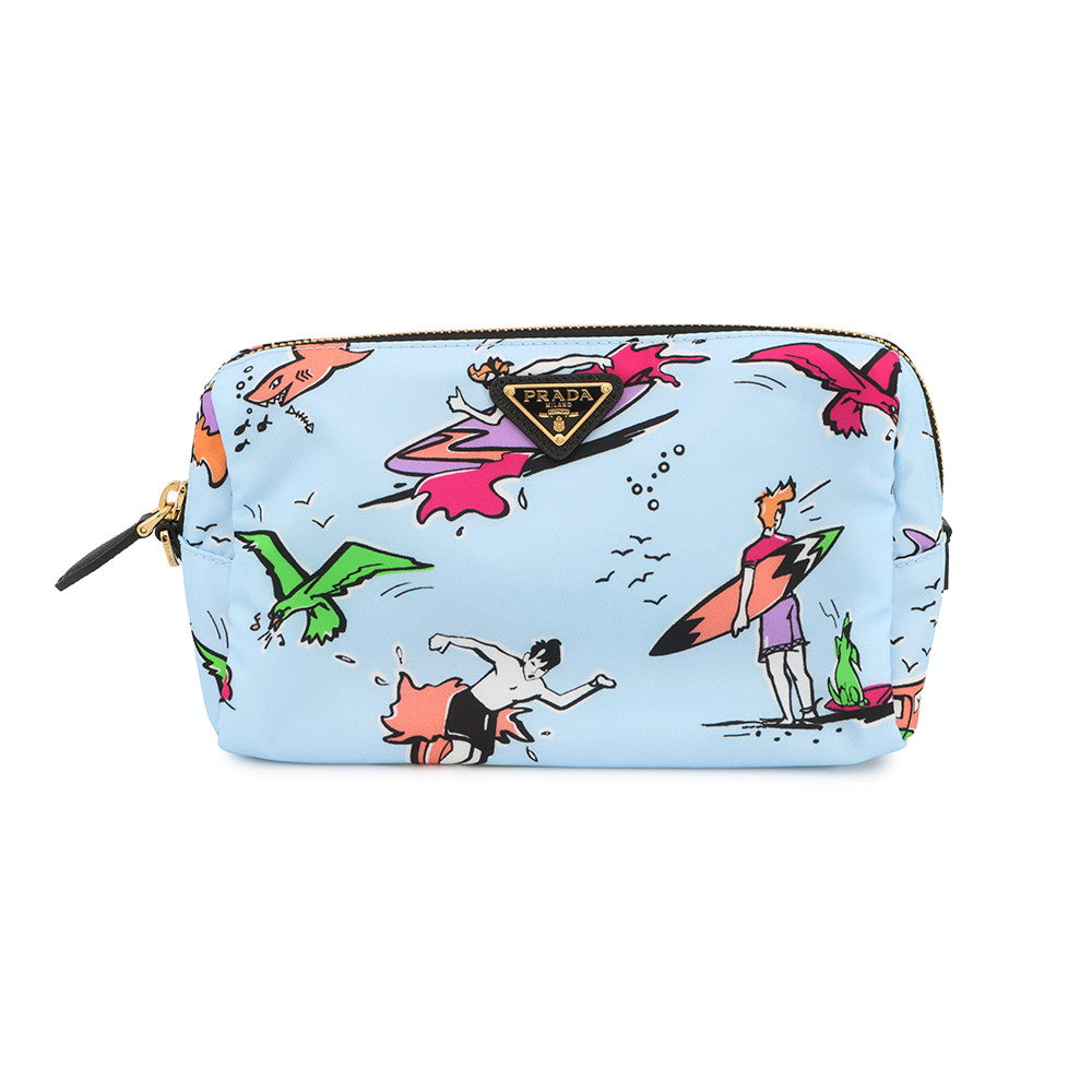 PRADA Re-Nylon Pouch Surfing Pattern Light Blue/Multicolor1NS693_2HAI_F0C9N Nylon