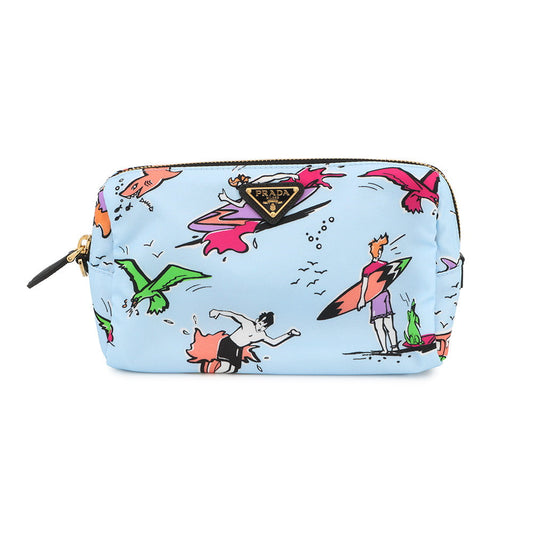 PRADA Re-Nylon Pouch Surfing Pattern Light Blue/Multicolor1NS693_2HAI_F0C9N Nylon