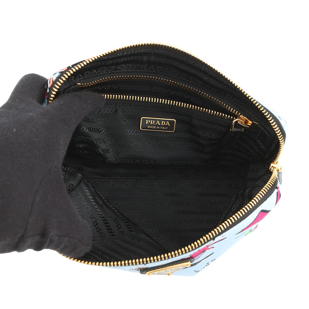 PRADA Re-Nylon Pouch Surfing Pattern Light Blue/Multicolor1NS693_2HAI_F0C9N Nylon