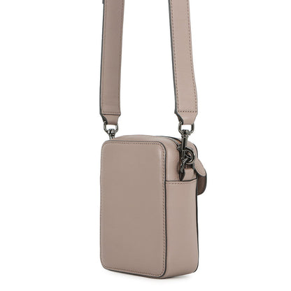 Valentino Garavani Loco V Logo Shoulder Bag Greige Leather