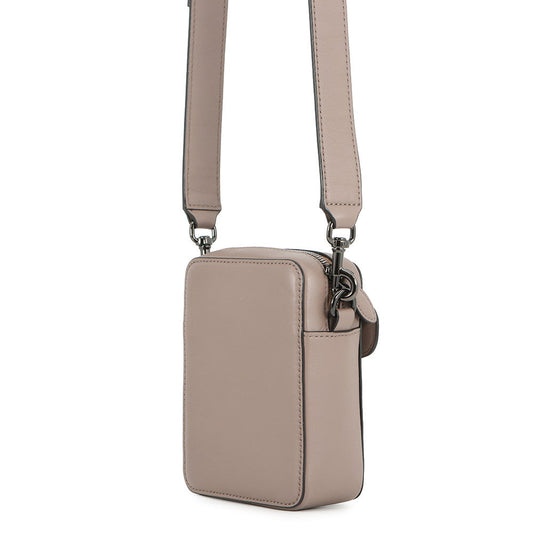 Valentino Garavani Loco V Logo Shoulder Bag Greige Leather