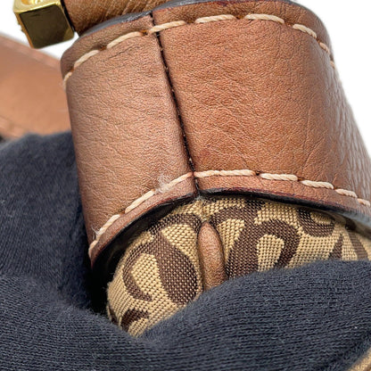 LOEWE New Road Repeat Anagram One Belt Beige/Bronze Canvas Leather