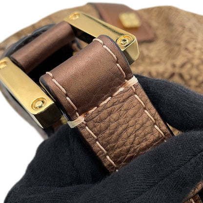 LOEWE New Road Repeat Anagram One Belt Beige/Bronze Canvas Leather