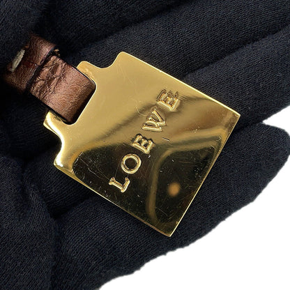 LOEWE New Road Repeat Anagram One Belt Beige/Bronze Canvas Leather