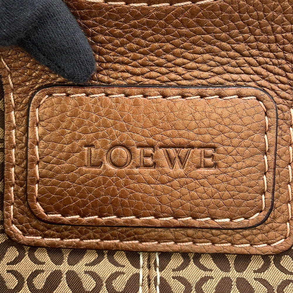 LOEWE New Road Repeat Anagram One Belt Beige/Bronze Canvas Leather