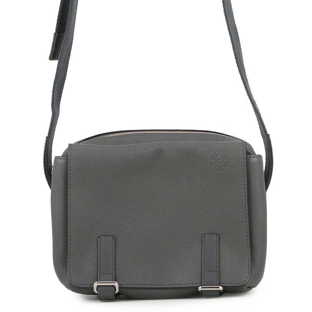 LOEWE Military messenger Gray317.12AA72 Leather Size XS