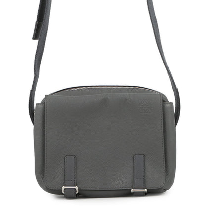 LOEWE Military messenger Gray317.12AA72 Leather Size XS