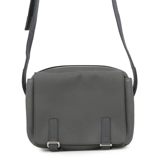 LOEWE Military messenger Gray317.12AA72 Leather Size XS