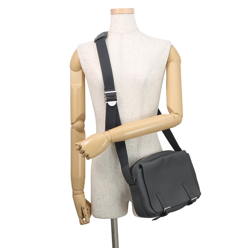 LOEWE Military messenger Gray317.12AA72 Leather Size XS