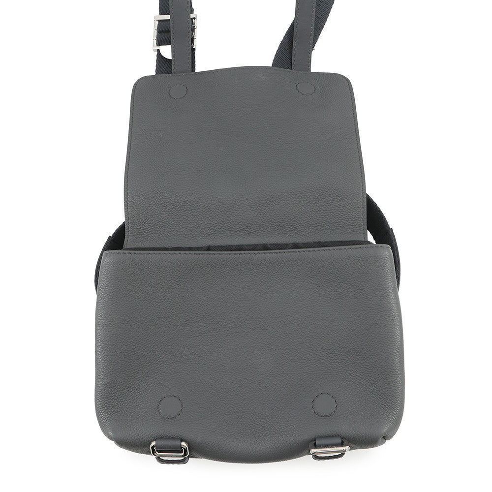 LOEWE Military messenger Gray317.12AA72 Leather Size XS