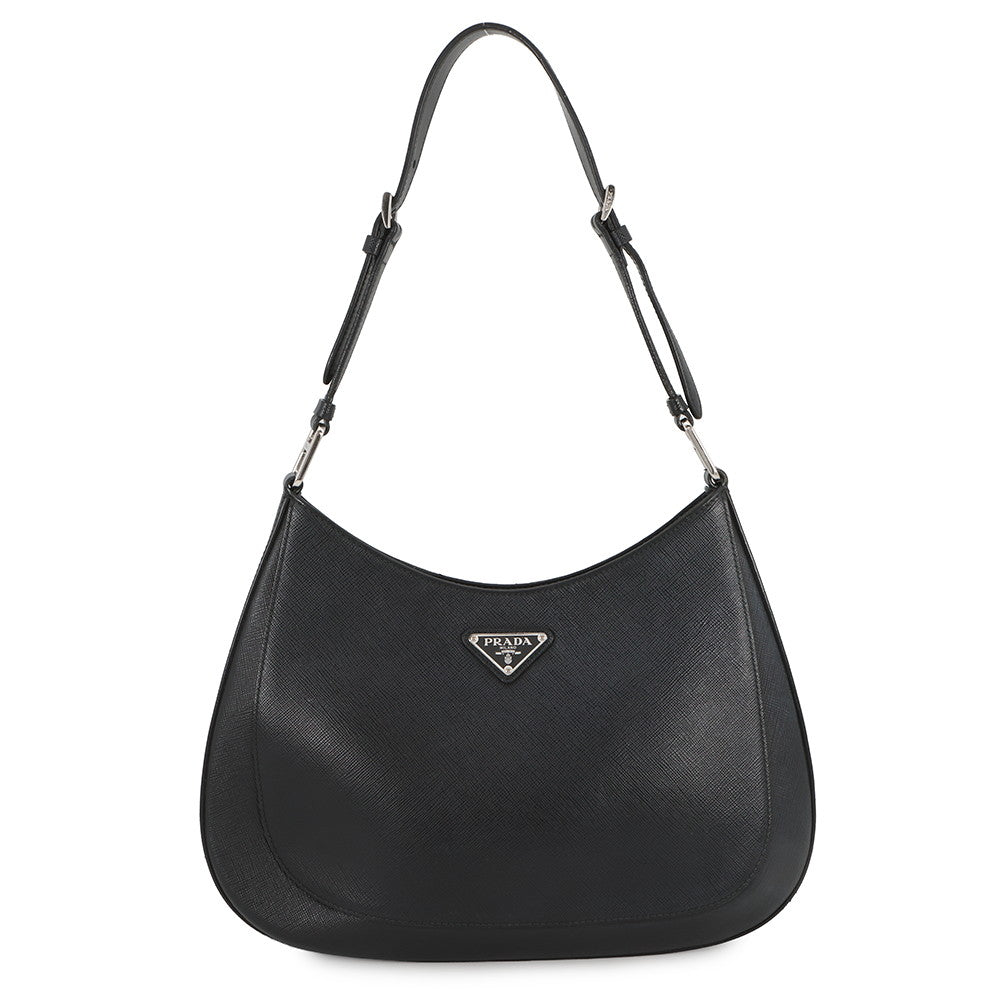 PRADA Saffiano Leather Cleo Shoulder Black Leather