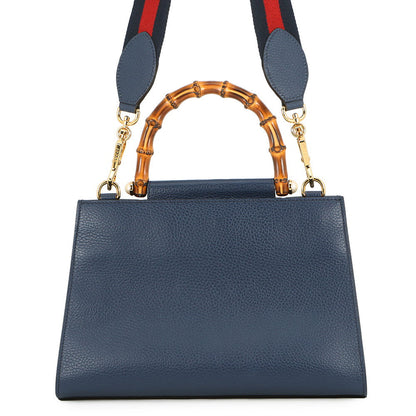 GUCCI Bamboo Nimfair 2WAY Bag Navy459076 Leather