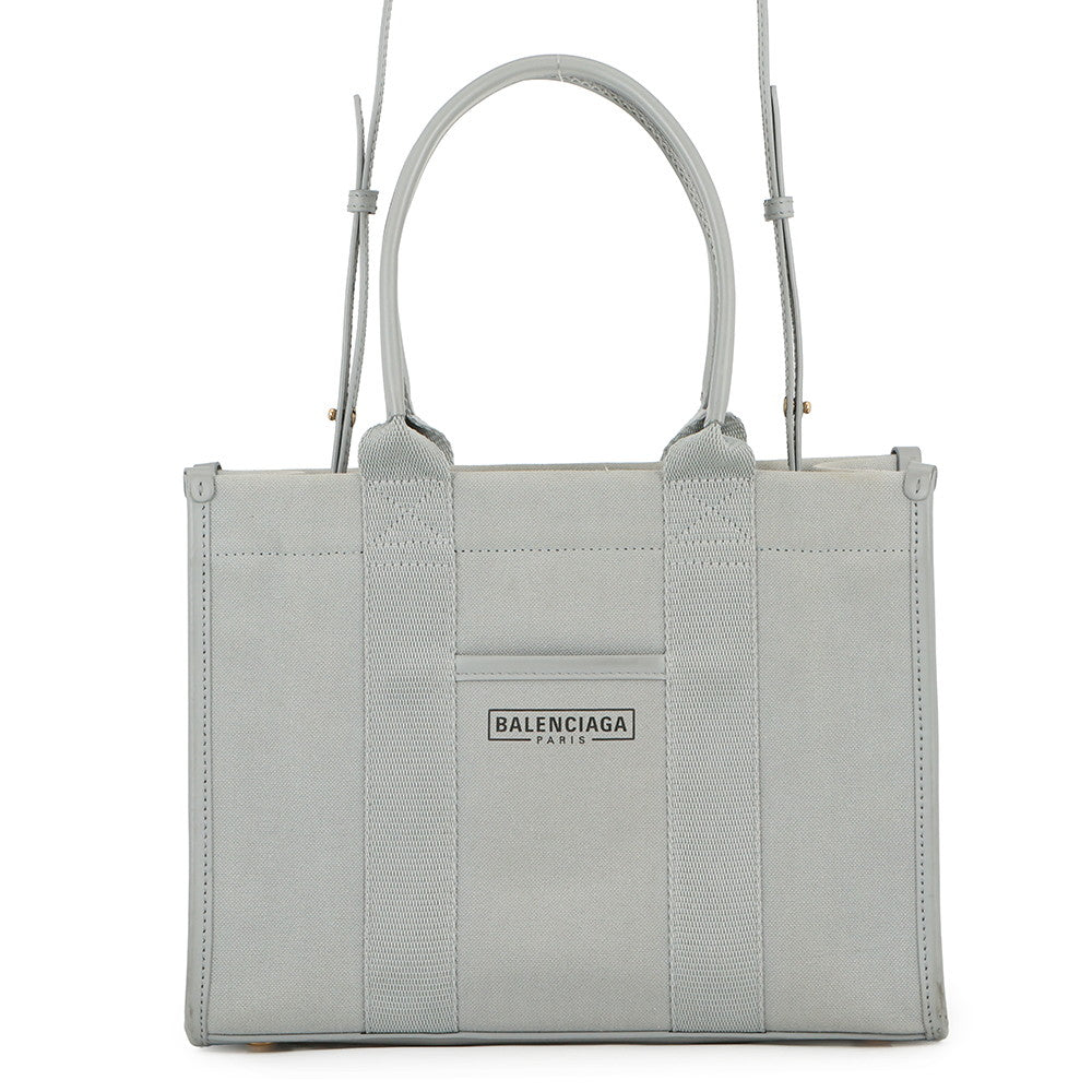 BALENCIAGA Hardware 2WAY Bag Gray671402 Canvas Leather Size S