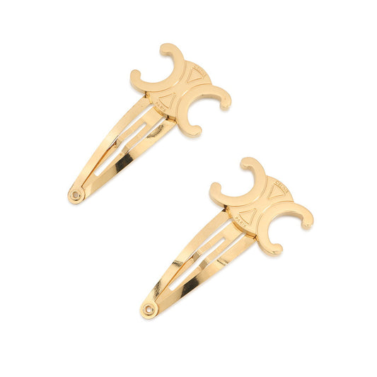CELINE Triomphe Snap Hair Clips (Set of 2) Gold46Z656BSL.35OR Gold Plated Steel