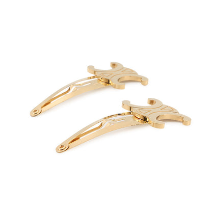 CELINE Triomphe Snap Hair Clips (Set of 2) Gold46Z656BSL.35OR Gold Plated Steel