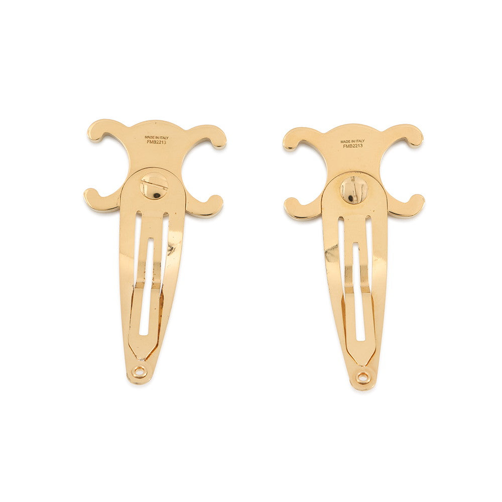 CELINE Triomphe Snap Hair Clips (Set of 2) Gold46Z656BSL.35OR Gold Plated Steel