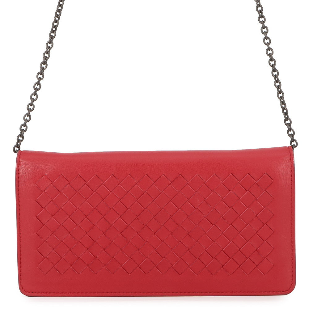 Bottega Veneta INTRECCIATO Chain wallet Red586906 Leather