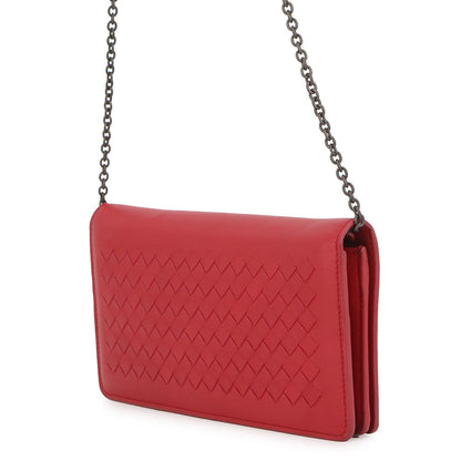 Bottega Veneta INTRECCIATO Chain wallet Red586906 Leather