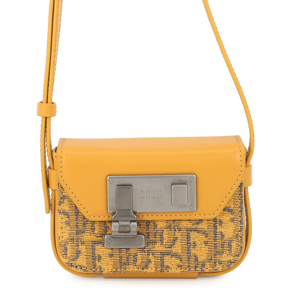 Dior Oblique Padlock Shoulder Bag Yellow/Navy2LXCA344UCT_H20E Canvas Leather