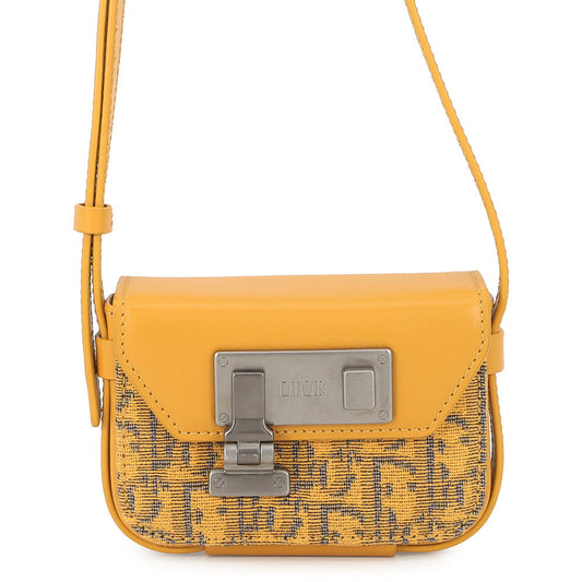 Dior Oblique Padlock Shoulder Bag Yellow/Navy2LXCA344UCT_H20E Canvas Leather