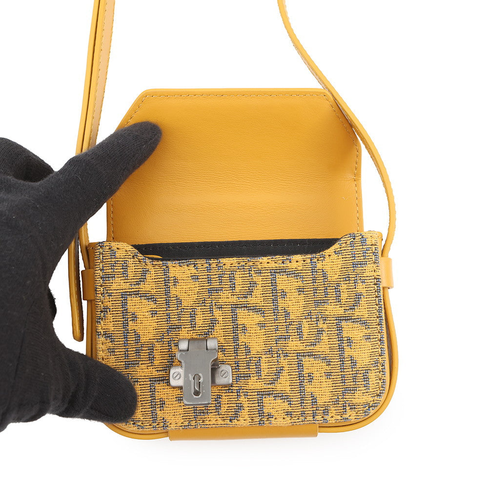 Dior Oblique Padlock Shoulder Bag Yellow/Navy2LXCA344UCT_H20E Canvas Leather