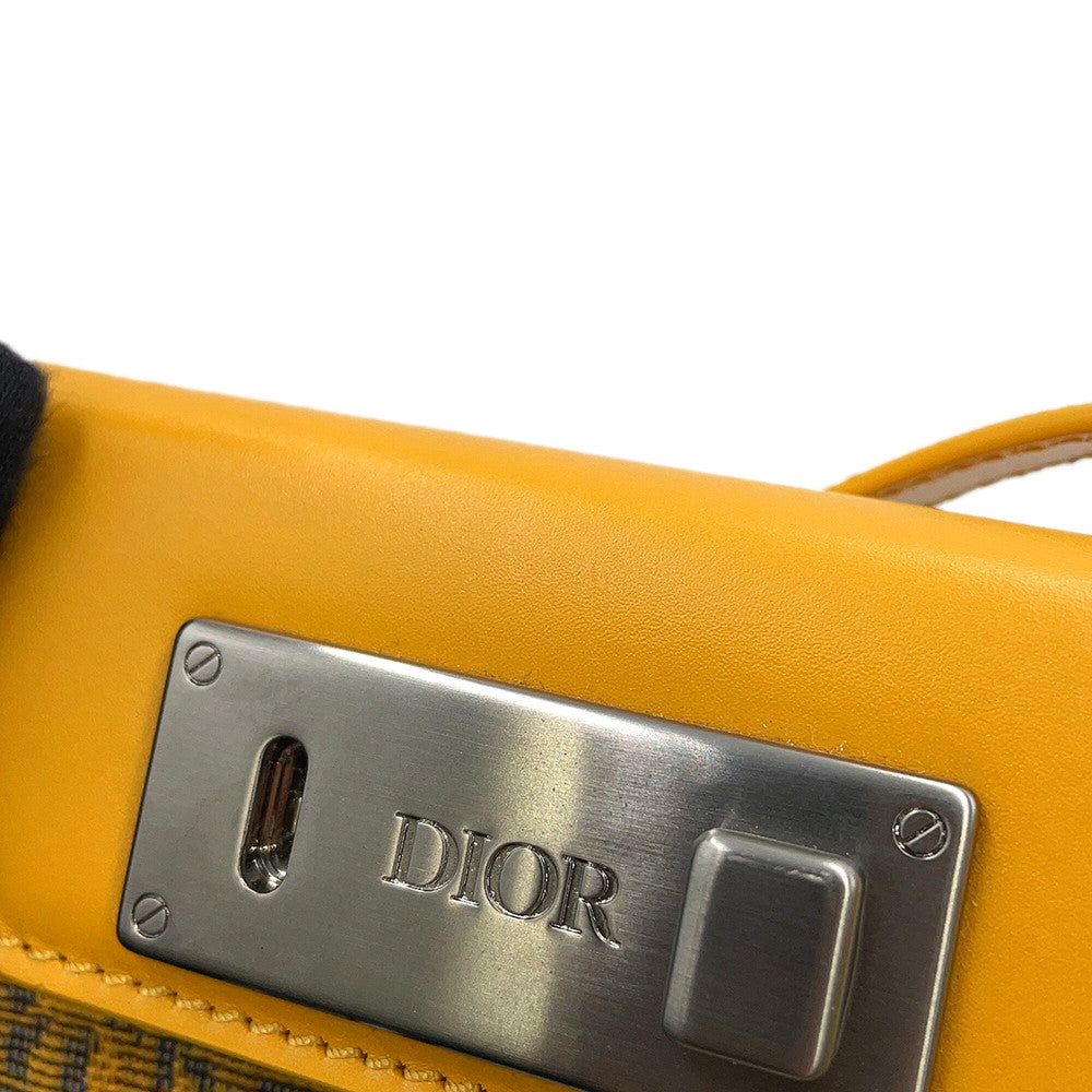 Dior Oblique Padlock Shoulder Bag Yellow/Navy2LXCA344UCT_H20E Canvas Leather